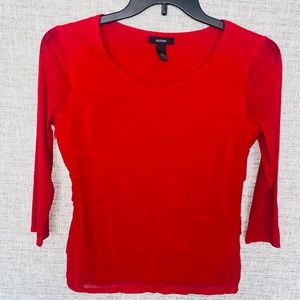 ALFANI Women's Size M  Red Layered 3/4 Sleeve Lined Top Blouse